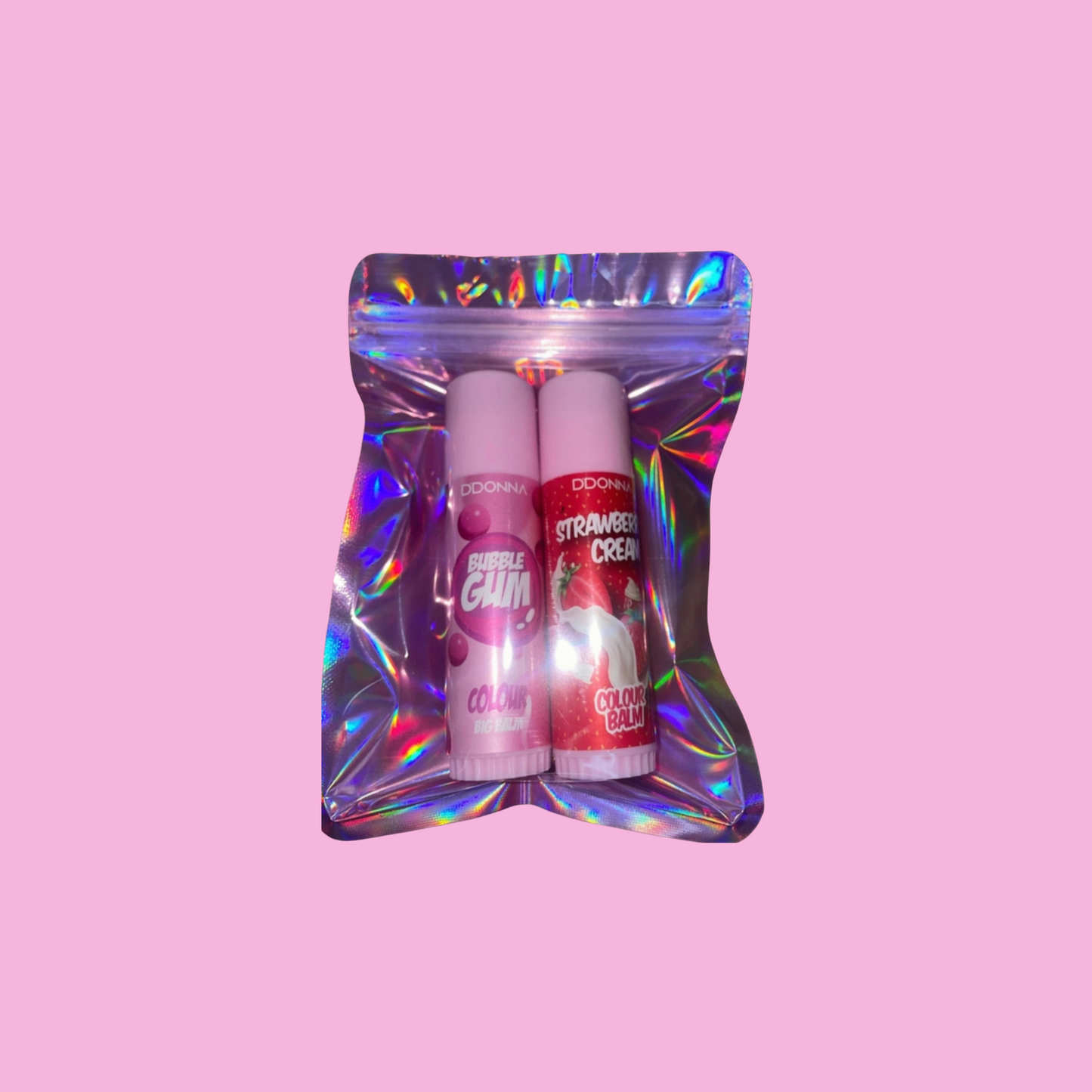 Lot de 2 Baumes Colorés Bubble Gum/Fraise "Big Balm" - D'Donna 💞🍓 - NBK Beauty