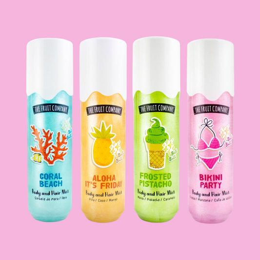 Lot de 4 Brumes Corporelles & Capillaires Pailletés - The Fruit Company - NBK Beauty