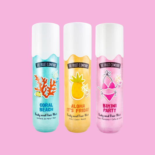 Lot de 3 Brumes Corporelles & Capillaires Pailletés - The Fruit Company - NBK Beauty