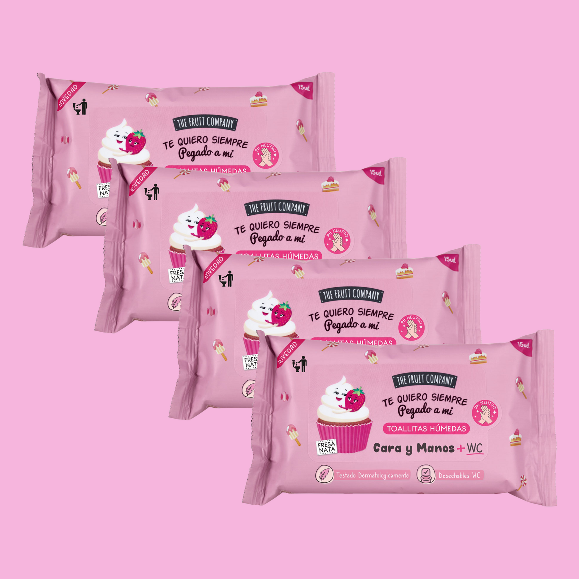 Lot de 4 Paquets de Lingettes Démaquillantes "Te Quiero Siempre Pegado a Mí" - The Fruit Company - NBK Beauty